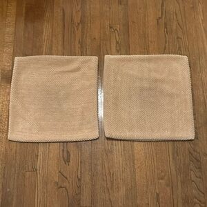 Pottery Barn Tan Pillow Covers 20X20 Cotton Velvet Feel